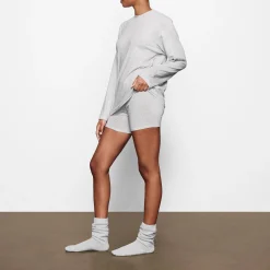 BOYFRIEND LONG SLEEVE T-SHIRT | LIGHT HEATHER GREY-Skims Discount