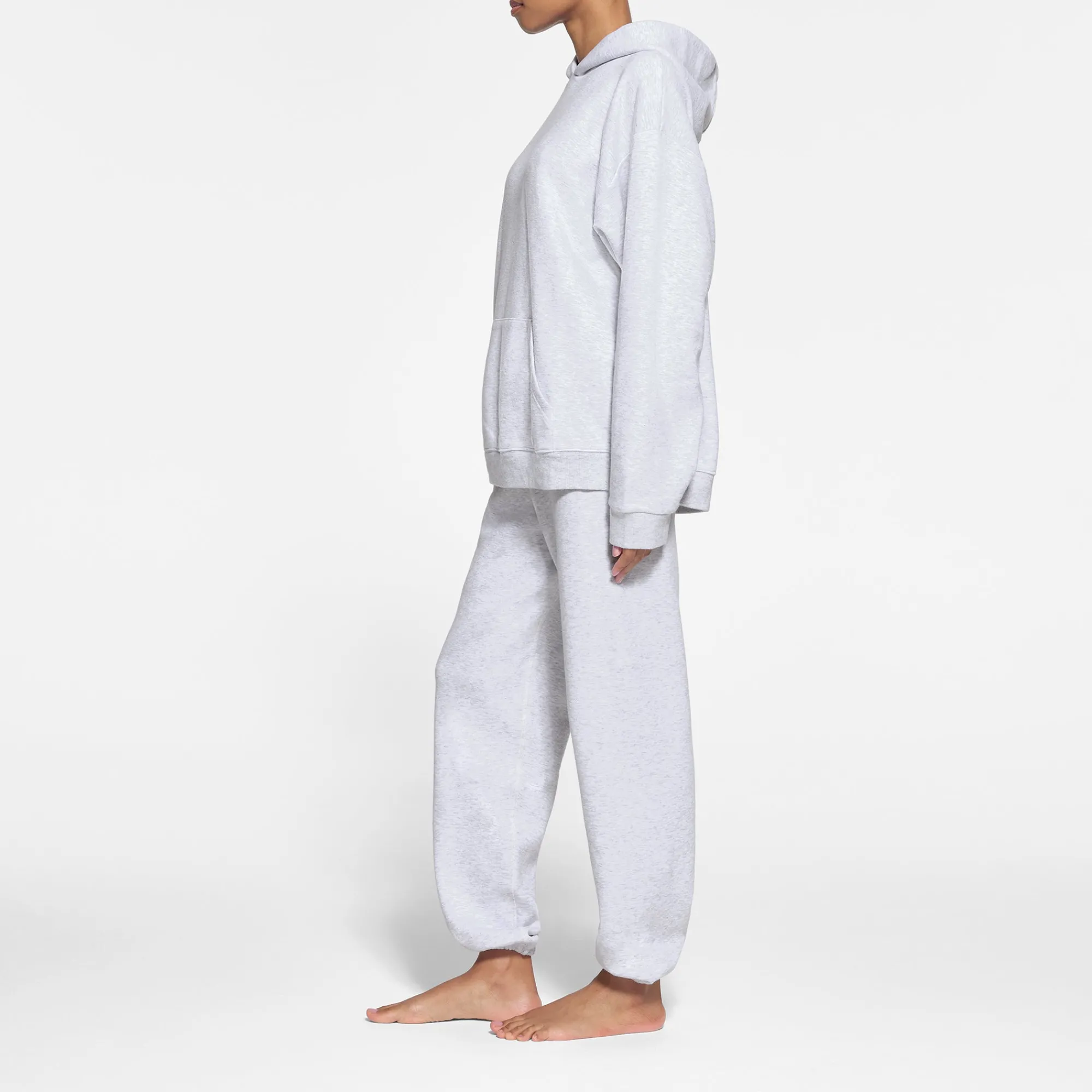 COTTON FLEECE OVERSIZED HOODIE | LIGHT HEATHER GREY-Skims Sale