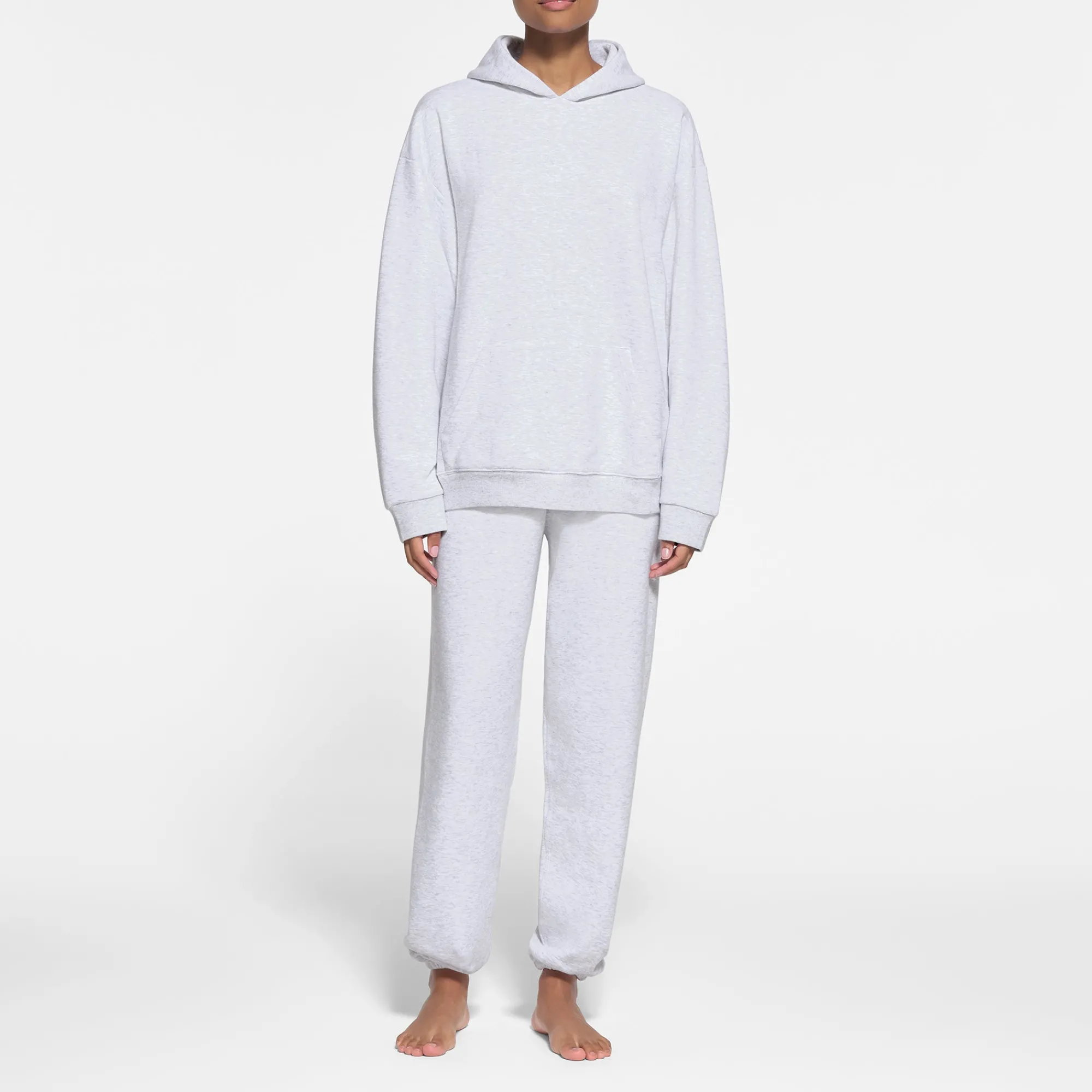 COTTON FLEECE OVERSIZED HOODIE | LIGHT HEATHER GREY-Skims Sale