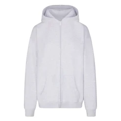 COTTON FLEECE OVERSIZED ZIP UP HOODIE | LIGHT HEATHER GREY-Skims New