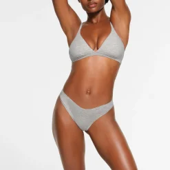 COTTON JERSEY DIPPED THONG | LIGHT HEATHER GREY-Skims Clearance