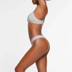 COTTON JERSEY DIPPED THONG | LIGHT HEATHER GREY-Skims Clearance