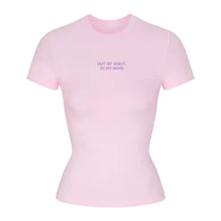 COTTON JERSEY EMBROIDERED T-SHIRT | BABY PINK-Skims Fashion