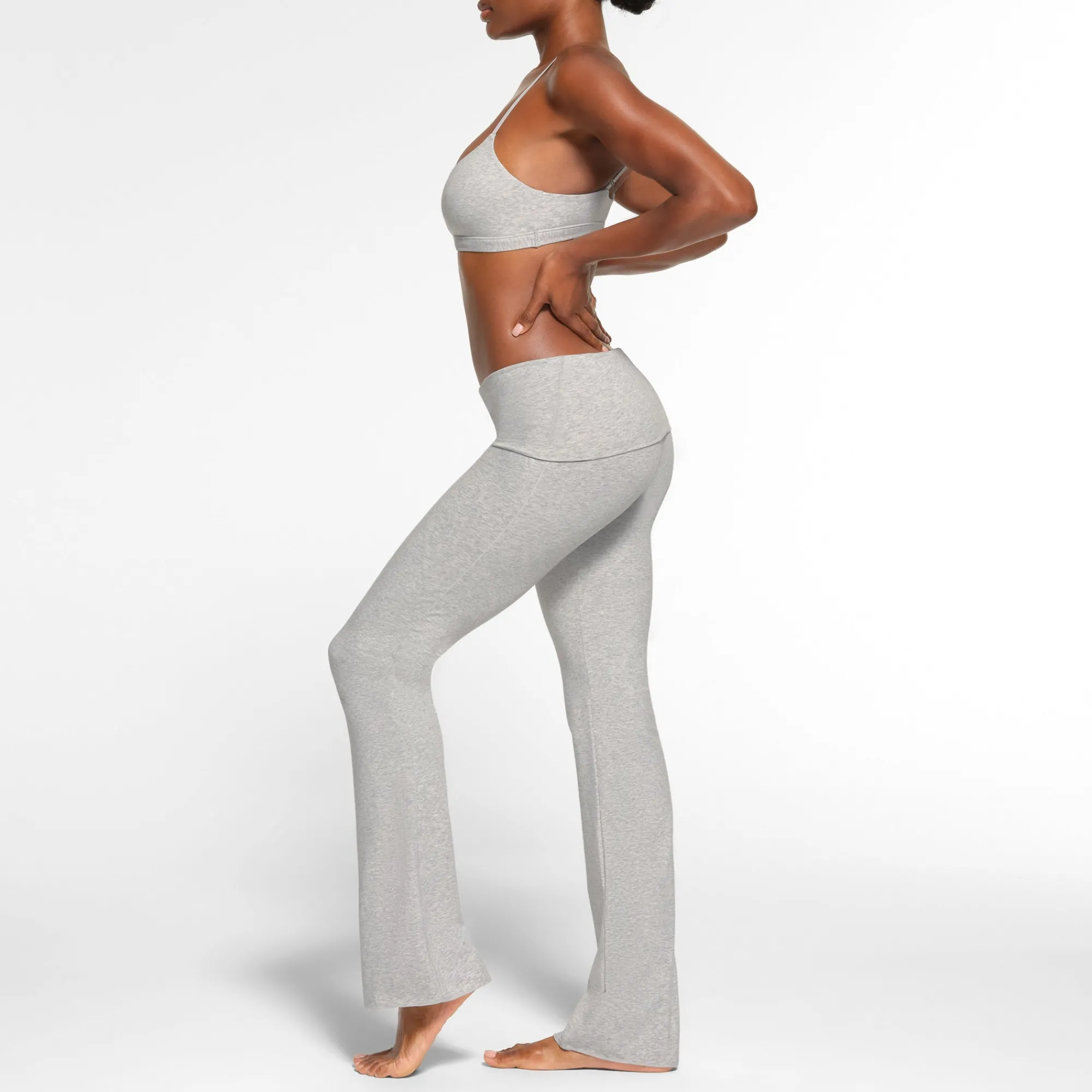 COTTON JERSEY FOLDOVER PANT | LIGHT HEATHER GREY-Skims Fashion