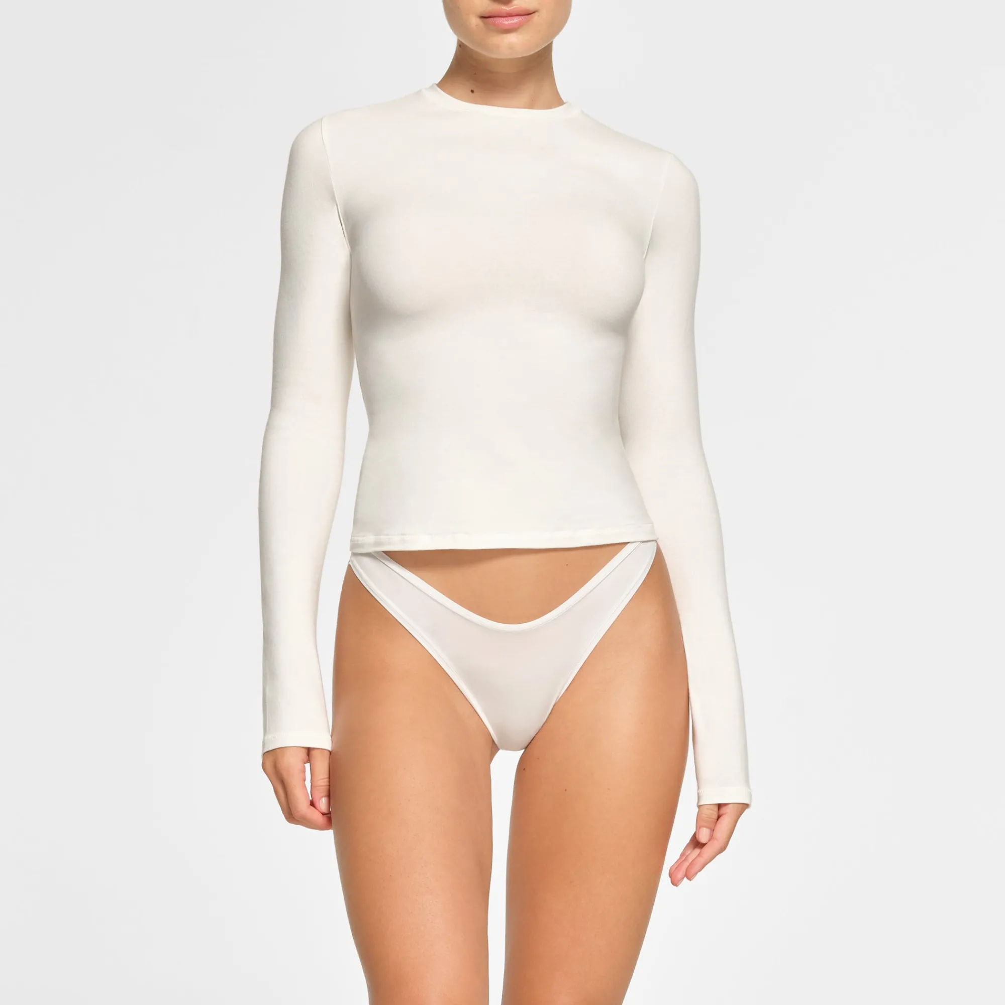 COTTON JERSEY LONG SLEEVE T-SHIRT |-Skims Fashion