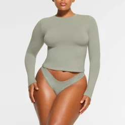 COTTON JERSEY LONG SLEEVE T-SHIRT |-Skims Fashion