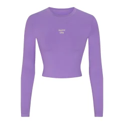 COTTON JERSEY LONG SLEEVE CROPPED T-SHIRT | ULTRA VIOLET-Skims Sale