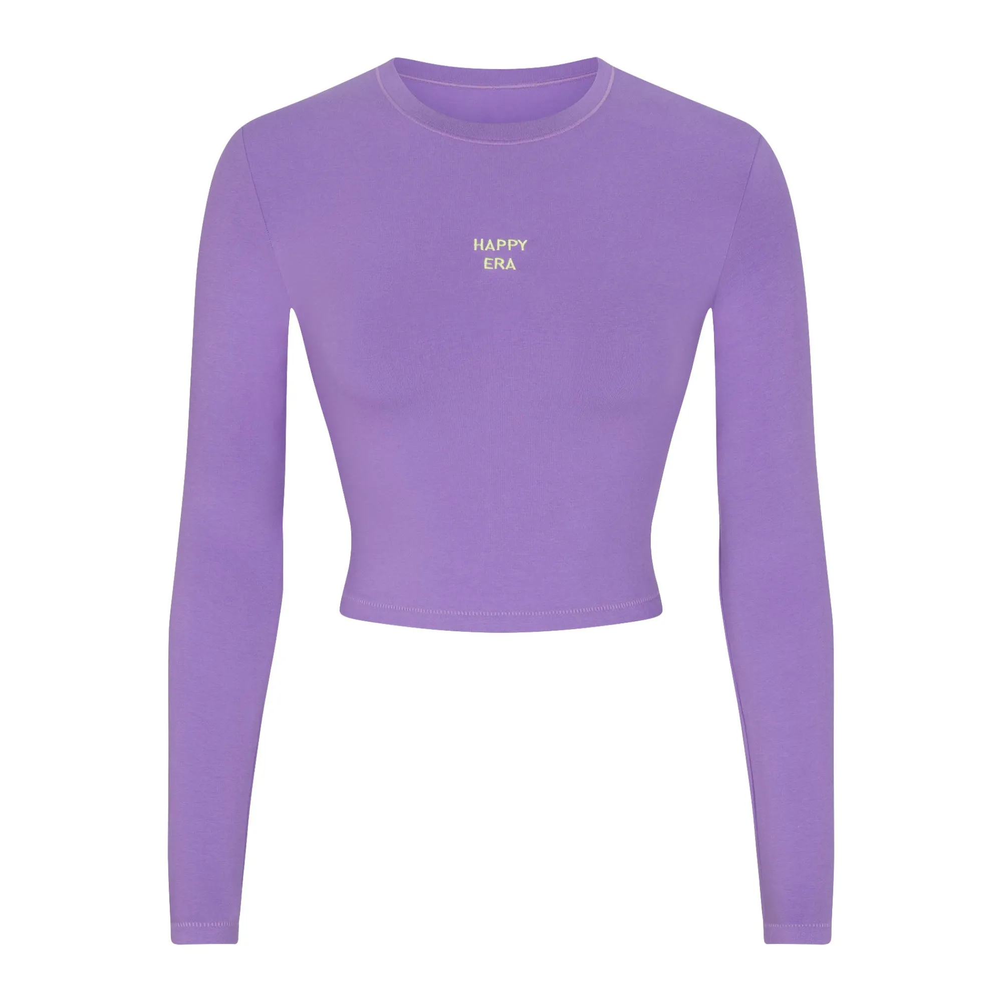 COTTON JERSEY LONG SLEEVE CROPPED T-SHIRT | ULTRA VIOLET-Skims Sale