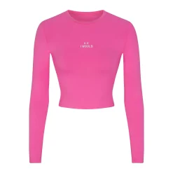 COTTON JERSEY LONG SLEEVE CROPPED T-SHIRT | HOT PINK-Skims Clearance