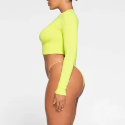 COTTON JERSEY LONG SLEEVE CROPPED T-SHIRT |-Skims Discount