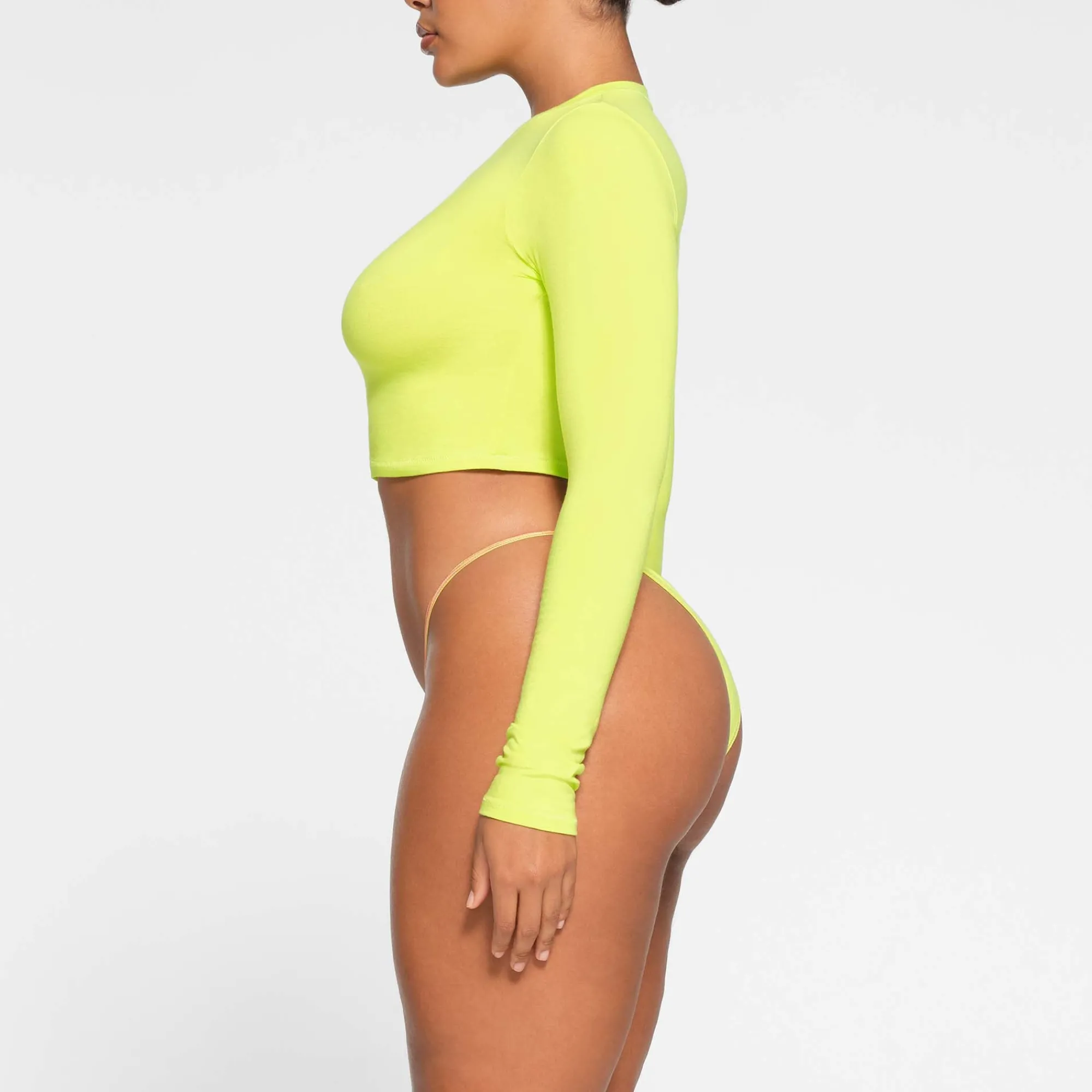COTTON JERSEY LONG SLEEVE CROPPED T-SHIRT |-Skims Discount