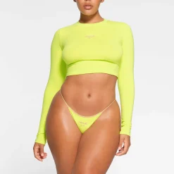 COTTON JERSEY LONG SLEEVE CROPPED T-SHIRT |-Skims Discount