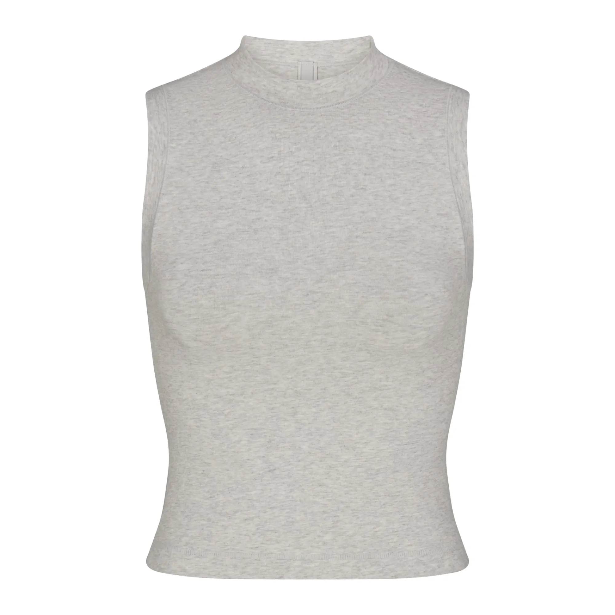 COTTON JERSEY MOCK NECK TANK | LIGHT HEATHER GREY-Skims Hot
