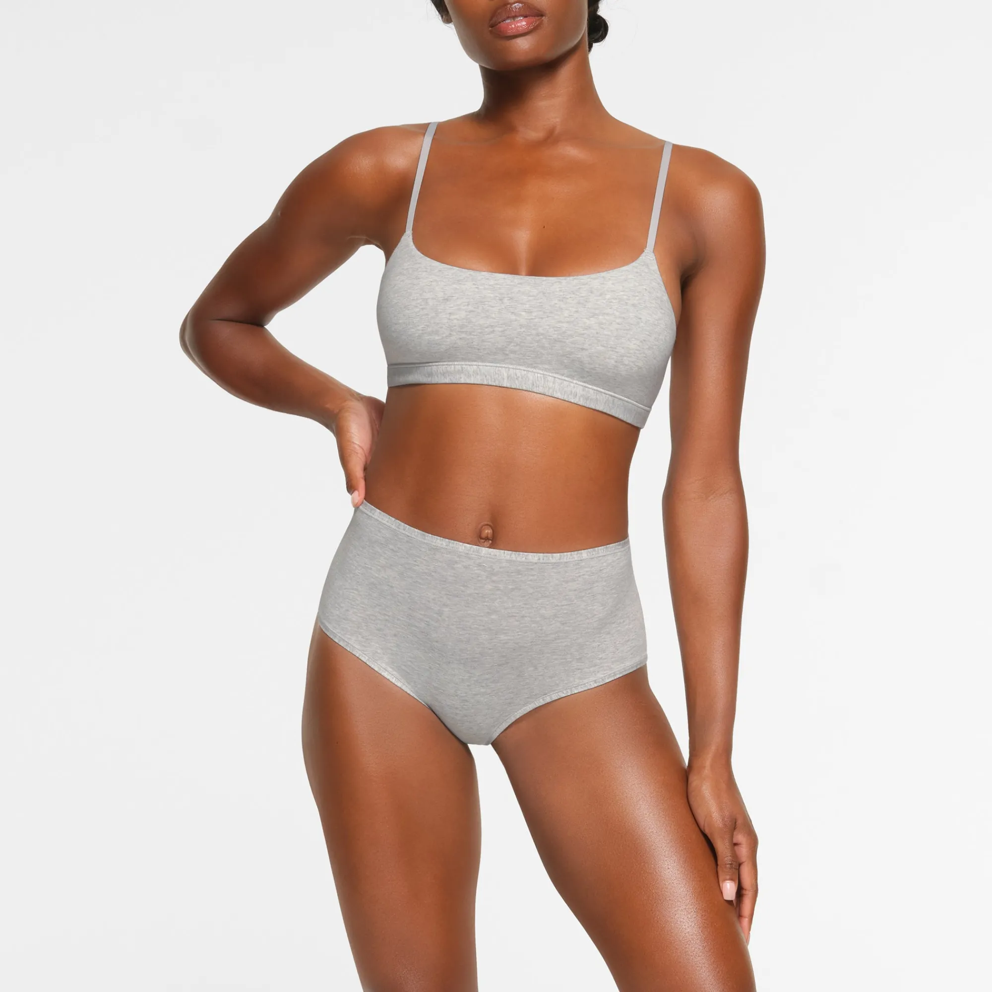 COTTON JERSEY SCOOP BRALETTE | LIGHT HEATHER GREY-Skims Sale