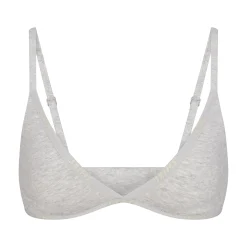 COTTON LOGO MINI TRIANGLE BRALETTE | LIGHT HEATHER GREY-Skims Outlet
