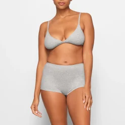 COTTON LOGO MINI TRIANGLE BRALETTE | LIGHT HEATHER GREY-Skims Outlet
