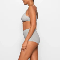 COTTON LOGO MINI TRIANGLE BRALETTE | LIGHT HEATHER GREY-Skims Outlet