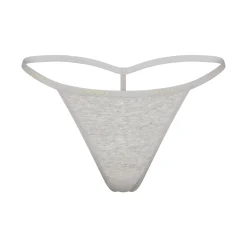 COTTON LOGO STRING THONG | LIGHT HEATHER GREY-Skims Best