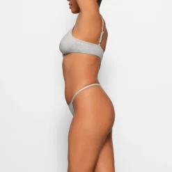 COTTON LOGO STRING THONG | LIGHT HEATHER GREY-Skims Best