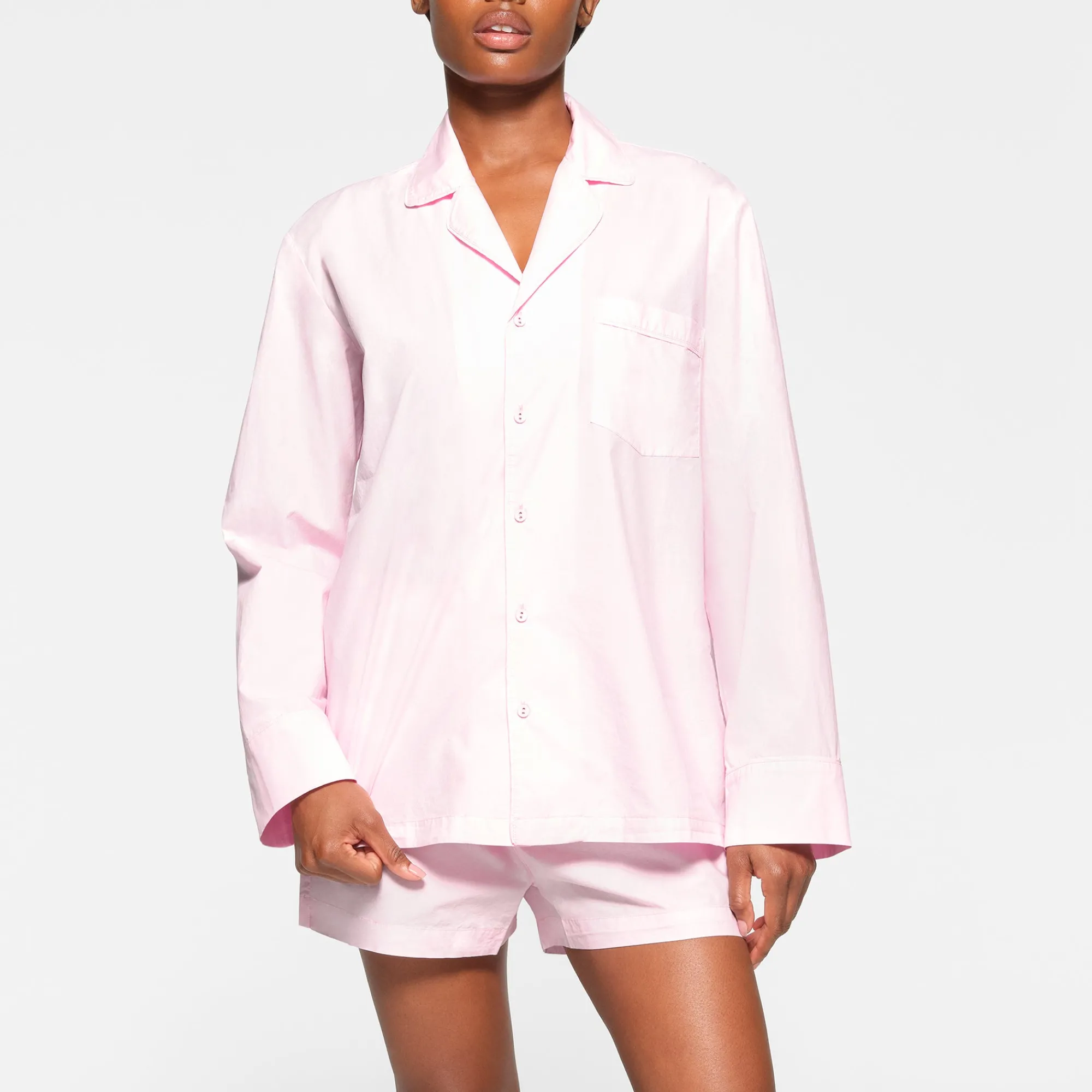 COTTON POPLIN SLEEP SHORT | BABY PINK-Skims Discount