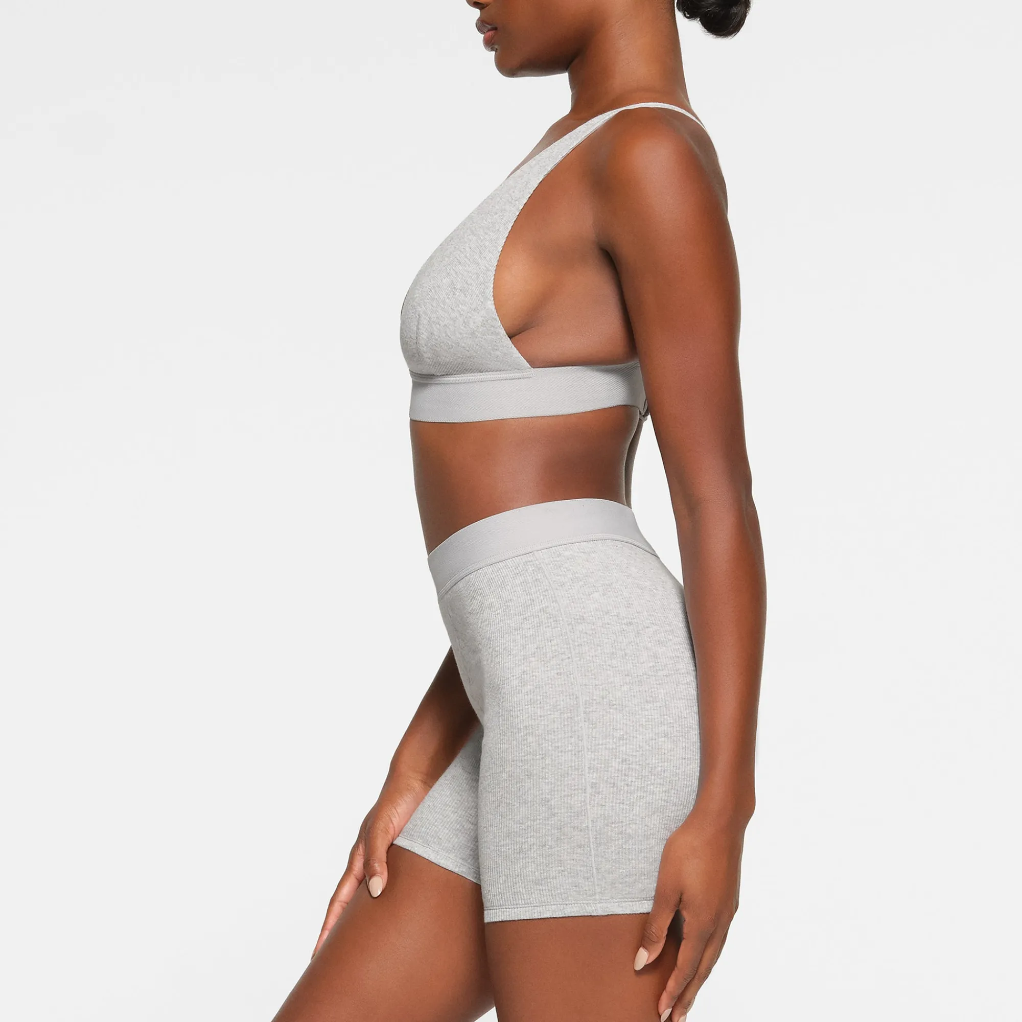 COTTON RIB BOXER | LIGHT HEATHER GREY-Skims New