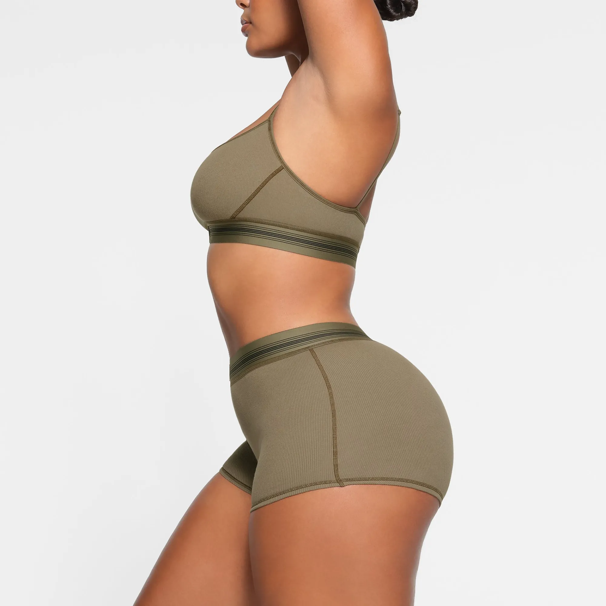 COTTON RIB BOY SHORT | ARMY MULTI-Skims Best