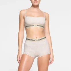COTTON RIB BOY SHORT | HEATHER OATMEAL MULTI-Skims Hot