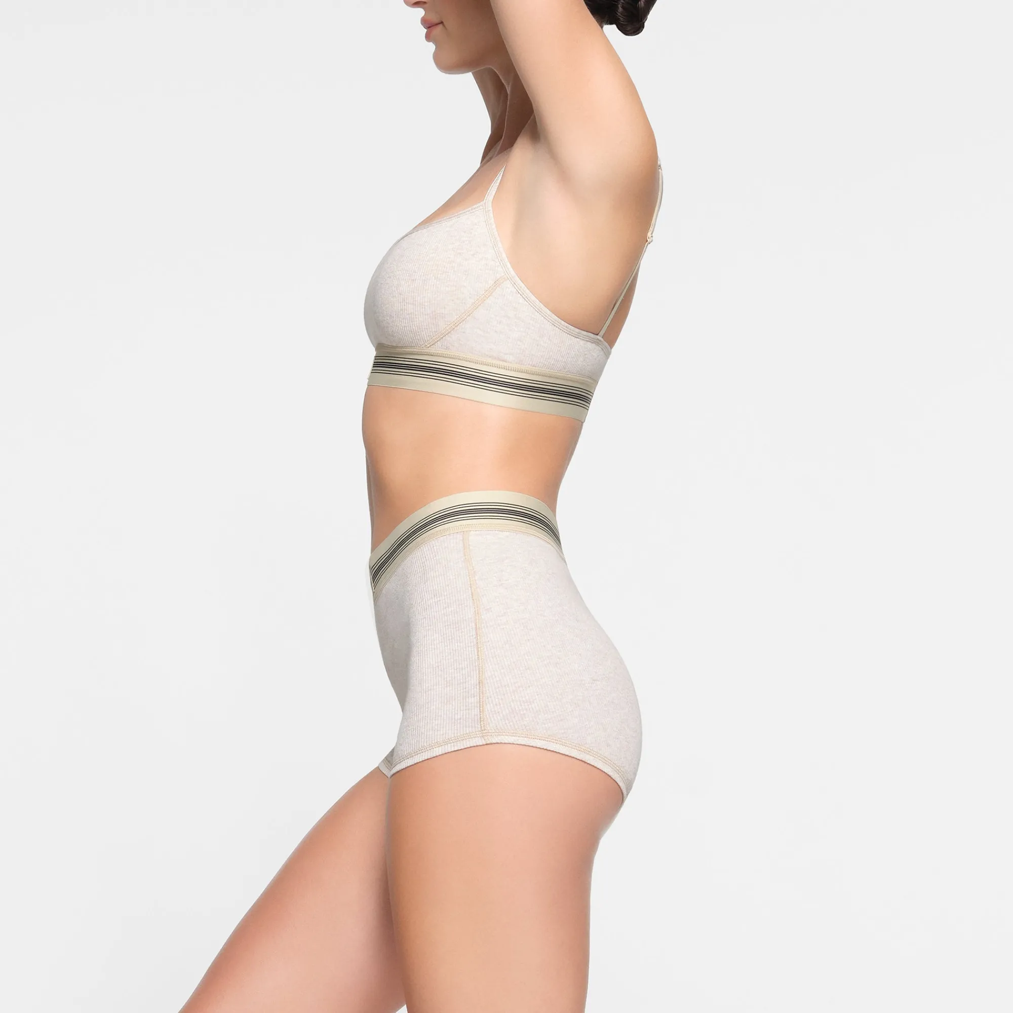 COTTON RIB BOY SHORT | HEATHER OATMEAL MULTI-Skims Hot