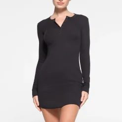 COTTON RIB HENLEY MINI DRESS |-Skims New
