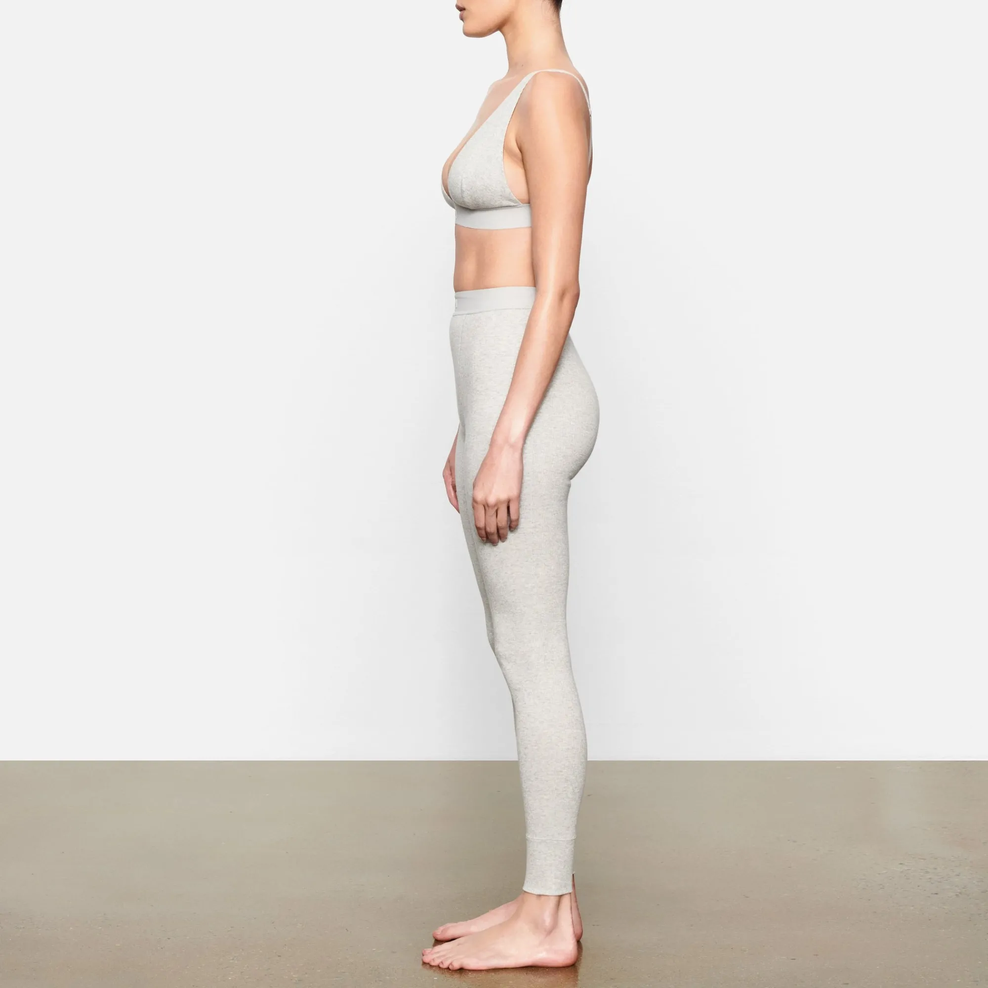 COTTON RIB LEGGING | LIGHT HEATHER GREY-Skims Best