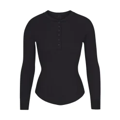 COTTON RIB LONG SLEEVE HENLEY |-Skims Outlet