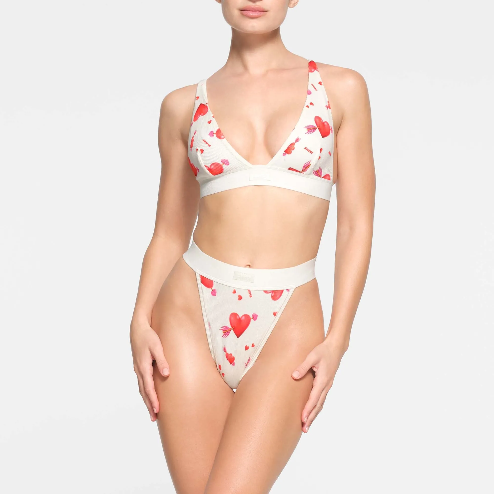 COTTON RIB PLUNGE BRALETTE | MARBLE HEART AND ARROW-Skims Clearance