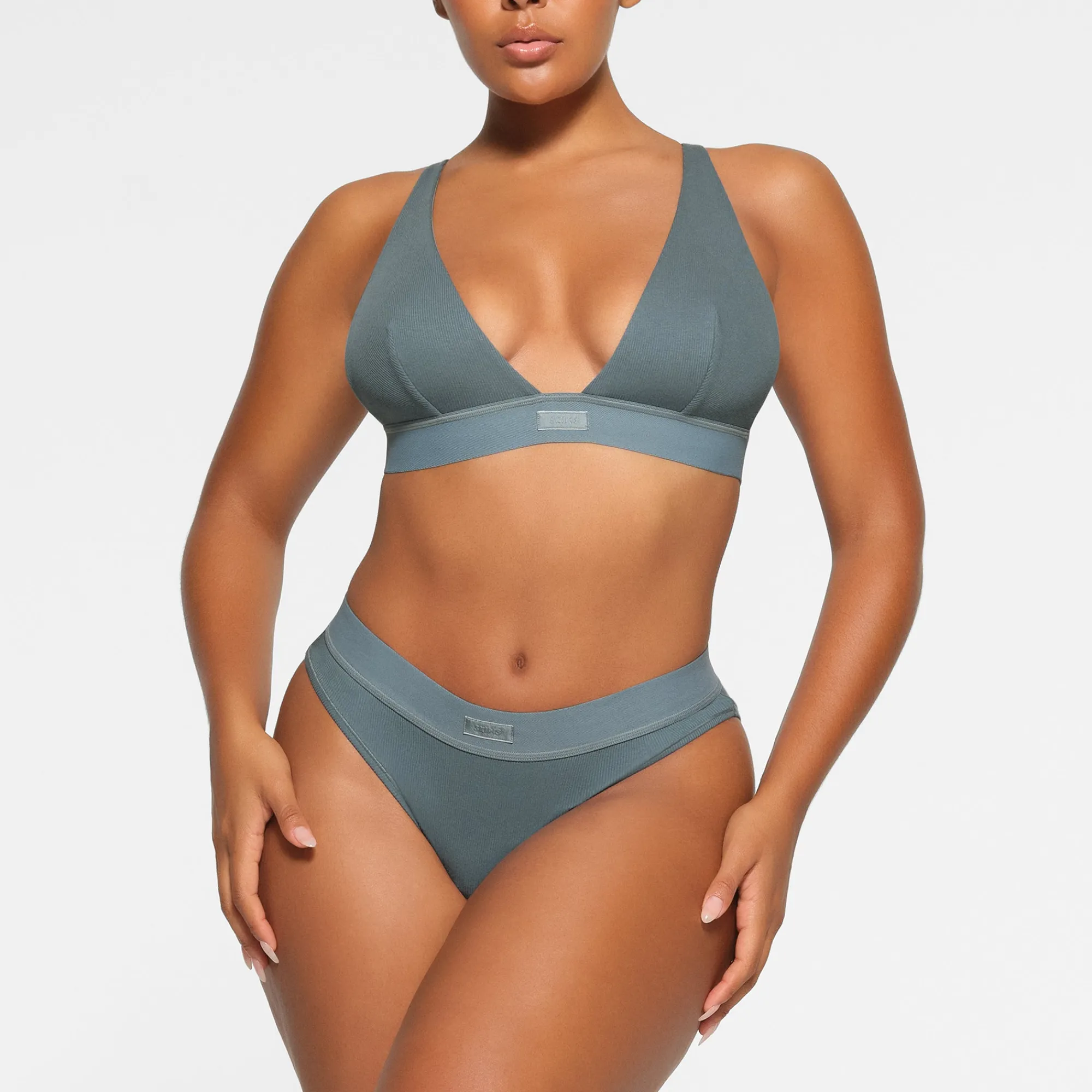 COTTON RIB PLUNGE BRALETTE |-Skims Fashion
