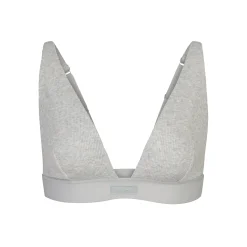COTTON RIB PLUNGE BRALETTE | LIGHT HEATHER GREY-Skims Outlet