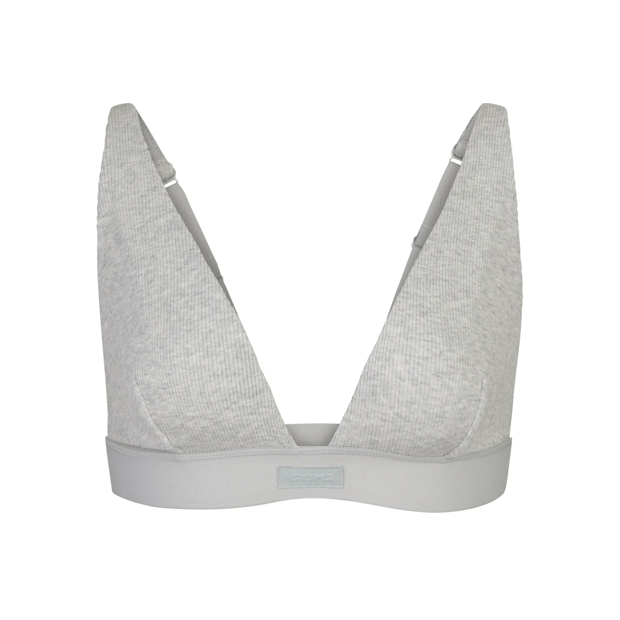 COTTON RIB PLUNGE BRALETTE | LIGHT HEATHER GREY-Skims Outlet