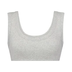 COTTON RIB SCOOP NECK BRALETTE | LIGHT HEATHER GREY-Skims Outlet