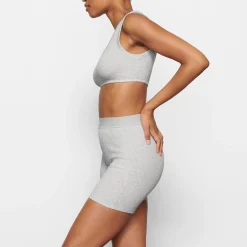 COTTON RIB SCOOP NECK BRALETTE | LIGHT HEATHER GREY-Skims Outlet