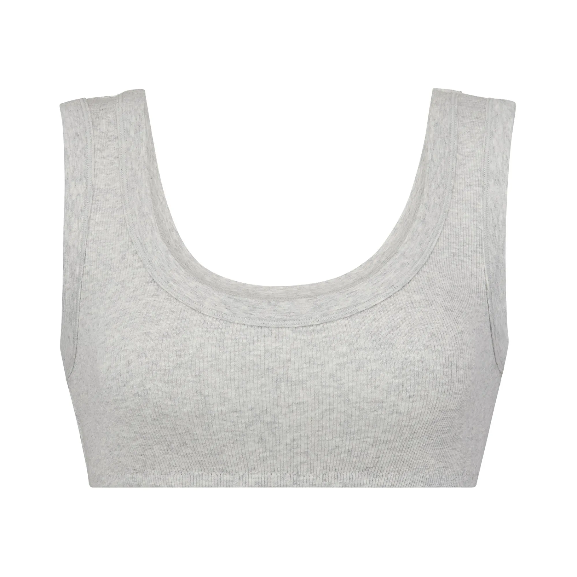 COTTON RIB SCOOP NECK BRALETTE | LIGHT HEATHER GREY-Skims Outlet