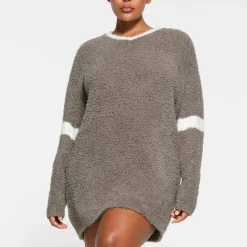 COZY KNIT V NECK MINI DRESS | GREY CHALK MULTI-Skims New