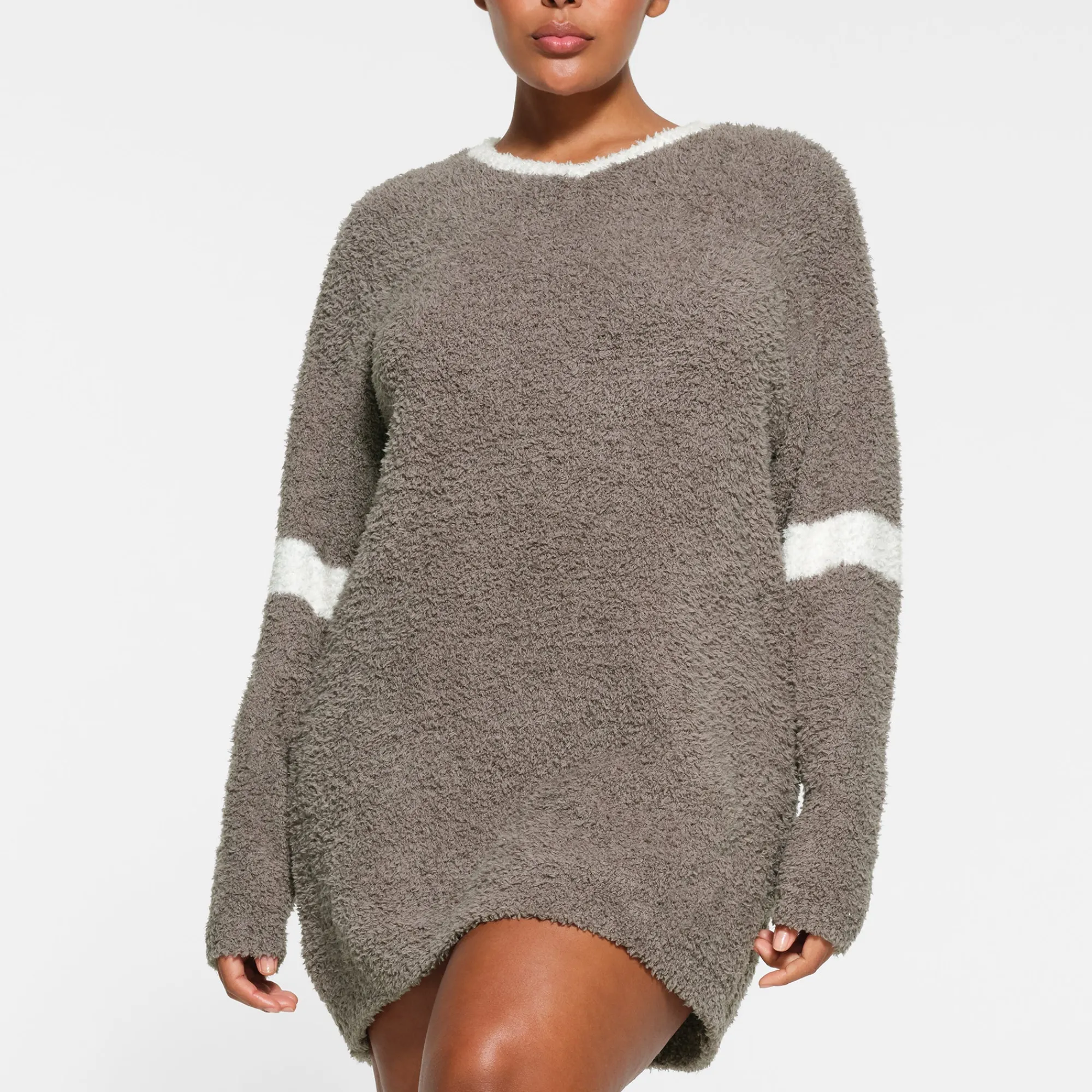 COZY KNIT V NECK MINI DRESS | GREY CHALK MULTI-Skims New