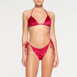 CRUSHED VELVET TRIANGLE BIKINI TOP |-Skims New