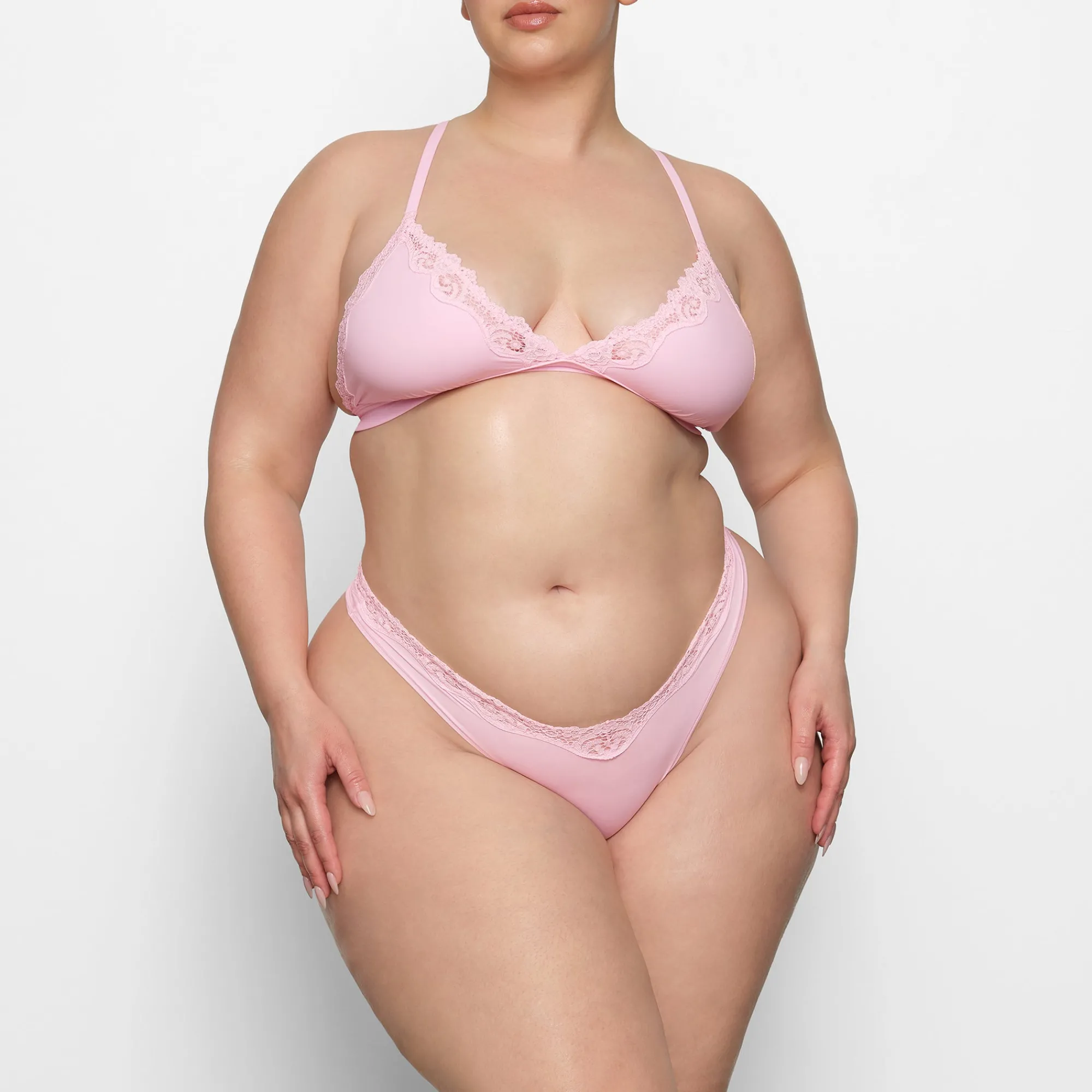 FITS EVERYBODY CORDED LACE DIPPED THONG | CHERRY BLOSSOM-Skims New