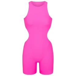 FITS EVERYBODY HIGH NECK CUT OUT ONESIE | NEON PINK-Skims Best