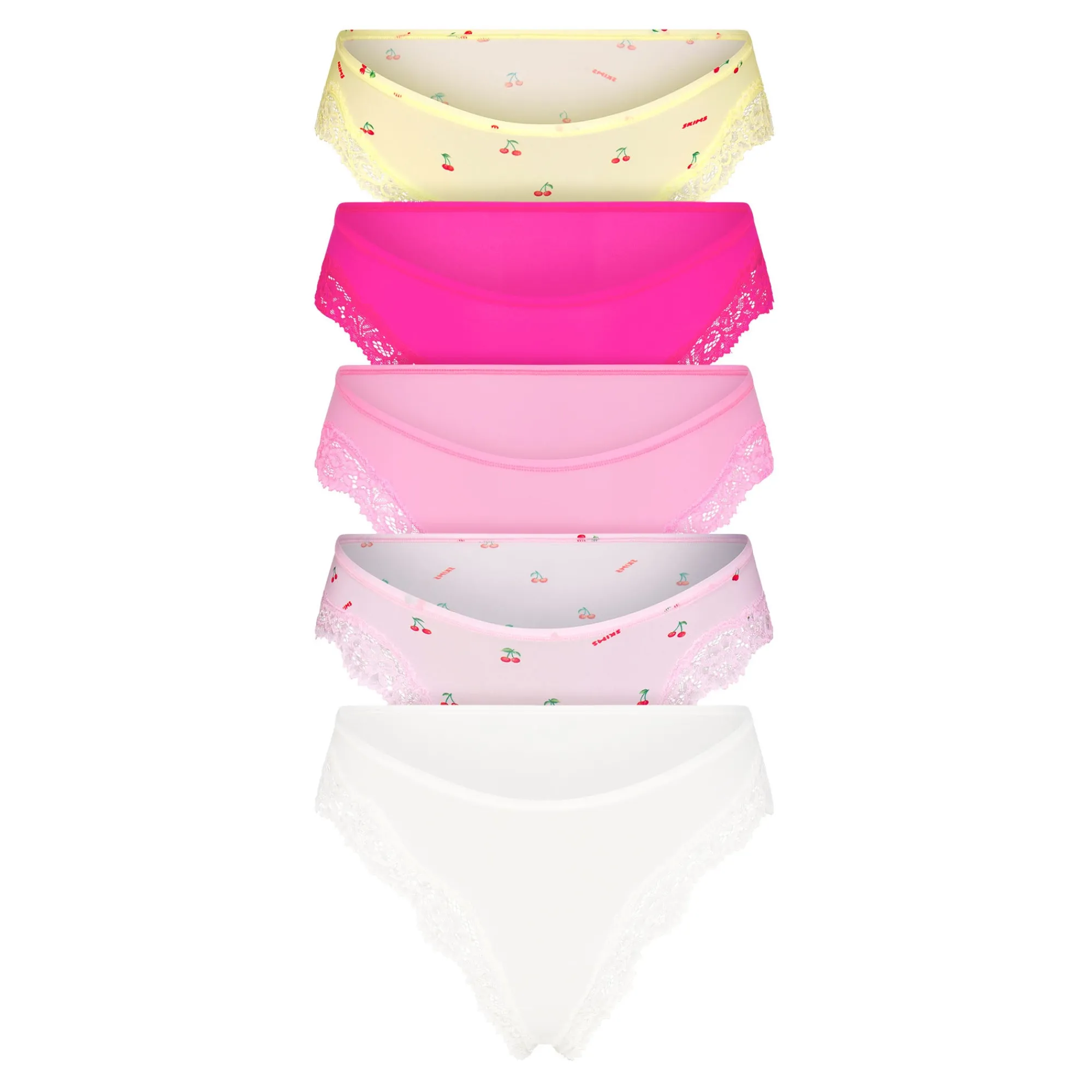 FITS EVERYBODY LACE CHEEKY TANGA 5-PACK | CHERRY PRINT MULTI-Skims Online