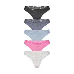 FITS EVERYBODY LACE DIPPED THONG 5-PACK | OPAL FAIR ISLE MULTI-Skims New