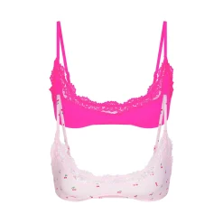 FITS EVERYBODY LACE SCOOP BRALETTE 2-PACK | FLAMINGO AND CHERRY PRINT-Skims Best