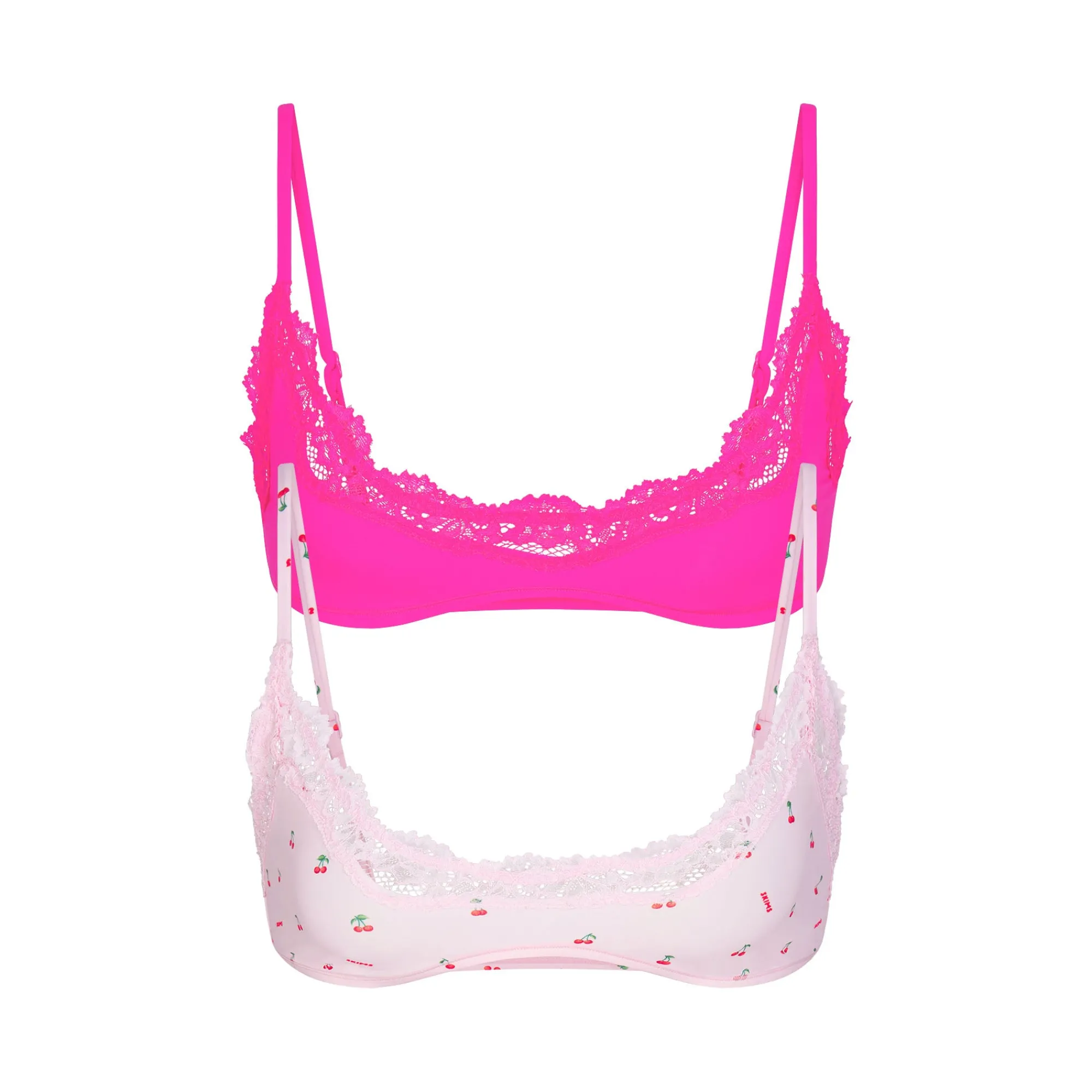 FITS EVERYBODY LACE SCOOP BRALETTE 2-PACK | FLAMINGO AND CHERRY PRINT-Skims Best