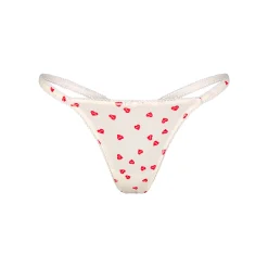 FITS EVERYBODY PICOT TRIM STRING THONG | RUBY HEART PRINT-Skims Clearance