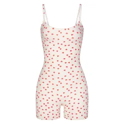 FITS EVERYBODY PICOT TRIM ONESIE | RUBY HEART PRINT-Skims Online