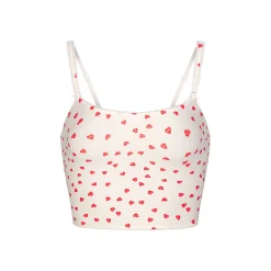 FITS EVERYBODY PICOT TRIM CROPPED CAMI | RUBY HEART PRINT-Skims Hot